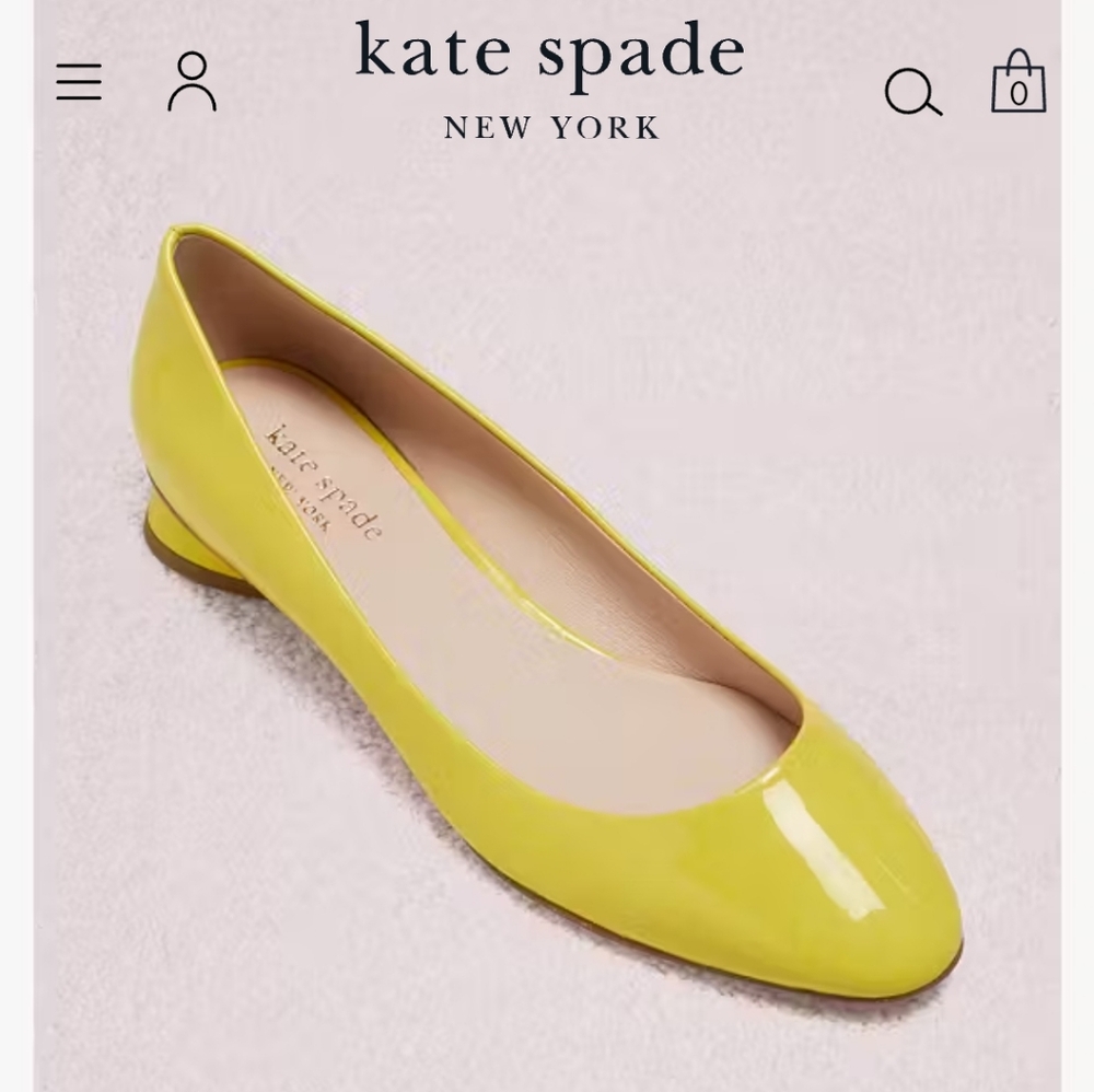 Kate Spade Fallyn ballet flats with glossy finish and rounded toe